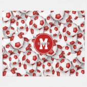 mit Monogramm Muster der weißen Fußballbälle Fleecedecke (Vorderseite (Horizontal))