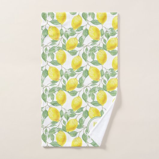Mit Monogramm Muster der Zitronenbaume Gelb-grüne Badhandtuch Set (Handtuch)