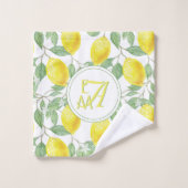 Mit Monogramm Muster der Zitronenbaume Gelb-grüne Badhandtuch Set (Waschlappen)