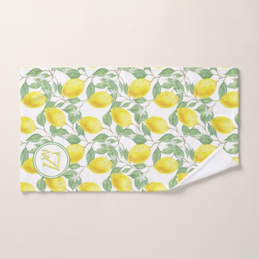 Mit Monogramm Muster der Zitronenbaume Gelb-grüne Badhandtuch Set (Handtuch)
