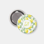 Mit Monogramm Muster der Zitronenbaume Gelb-grüne  Magnet (Vorderseite/Rückseite)