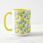 Mit Monogramm Muster der Zitronenbaume Gelb-grüne Tasse (Links)