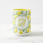 Mit Monogramm Muster der Zitronenbaume Gelb-grüne Tasse (Zentrum)