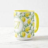 Mit Monogramm Muster der Zitronenbaume Gelb-grüne Tasse (VorderseiteRechts)