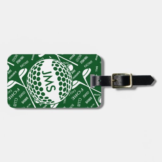 Mit Monogramm Muster für den Golfer Gepäckanhänger (Vorderseite horizontal)