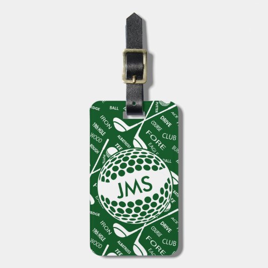 Mit Monogramm Muster für den Golfer Gepäckanhänger (Vorderseite vertikal)