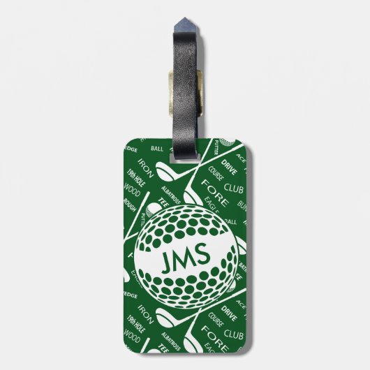 Mit Monogramm Muster für den Golfer Gepäckanhänger (Rückseite vertikal)