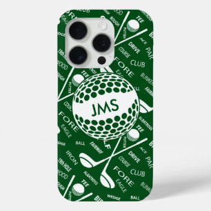 Mit Monogramm Muster für den Golfspieler iPhone 15 Pro Hülle