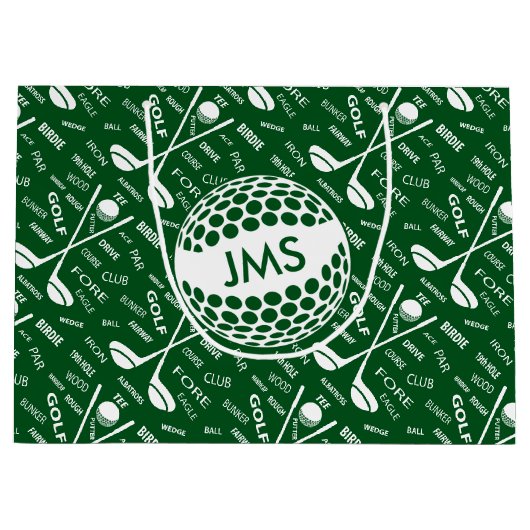Mit Monogramm Muster für den Golfspieler Große Geschenktüte (Vorderseite)