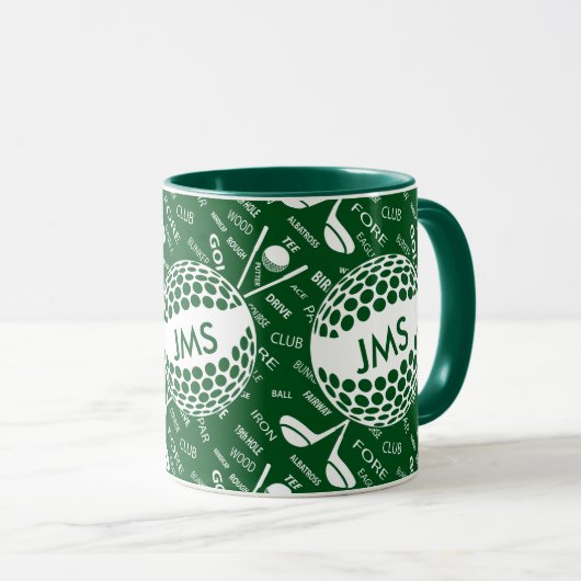 Mit Monogramm Muster für den Golfspieler Tasse (VorderseiteRechts)
