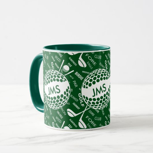 Mit Monogramm Muster für den Golfspieler Tasse (Vorderseite Links)