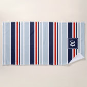 Mit Monogramm Muster für die minimalrote blaugraue Strandtuch (Vorderseite)