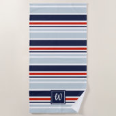 Mit Monogramm Muster für die minimalrote blaugraue Strandtuch (Vorderseite)