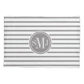 Mit Monogramm Muster für dünne Streifen Kissenbezug (Rückseite)