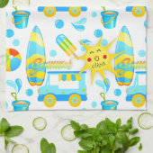 Mit Monogramm Muster für Sommer- und Strandspass Geschirrtuch (Gefaltet)