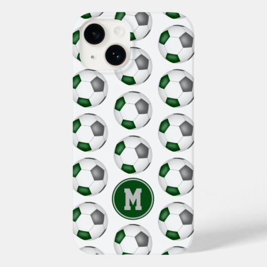 mit Monogramm Muster grauer Fußballbälle Case-Mate iPhone Hülle (Rückseite)