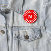 Mit Monogramm Muster in Rot und Weiß Button (Beispiel)