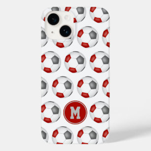 mit Monogramm Muster von roten, grauen Fußballbäll Case-Mate iPhone 14 Hülle