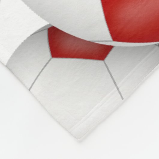 mit Monogramm Muster von roten, grauen Fußballbäll Fleecedecke (Ecke)