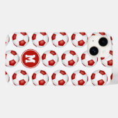 mit Monogramm Muster von weißen Fußballbällen Case-Mate iPhone Hülle (Rückseite (Horizontal))