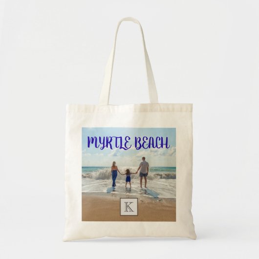 Mit Monogramm Myrtle Beach Souvenir Sand Surf Fami Tragetasche (Vorne)