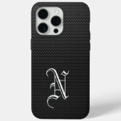 Mit Monogramm "N"-Imitate - Kohlenstofffaser-Box Case-Mate iPhone Hülle (Rückseite)