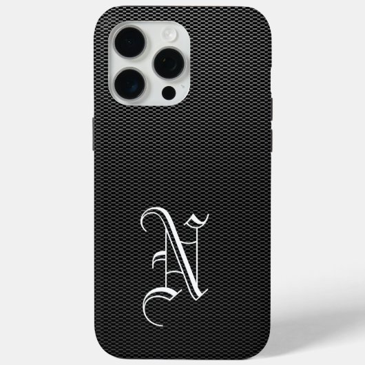 Mit Monogramm "N"-Imitate - Kohlenstofffaser-Box Case-Mate iPhone Hülle (Rückseite)