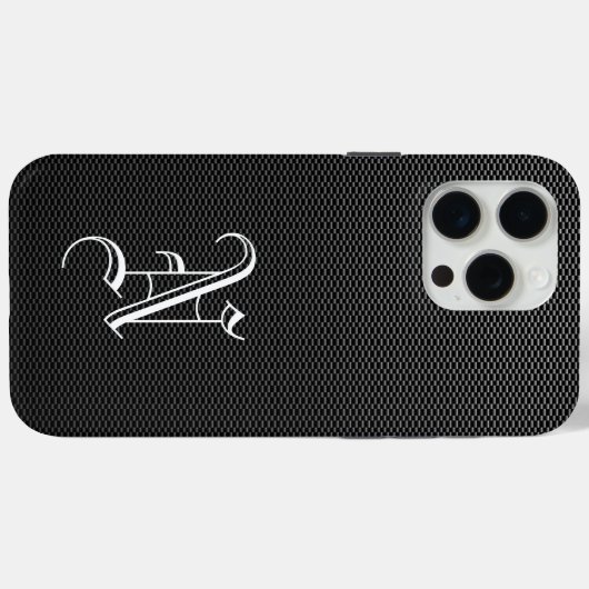 Mit Monogramm "N"-Imitate - Kohlenstofffaser-Box Case-Mate iPhone Hülle (Rückseite (Horizontal))