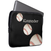 Mit Monogramm Name Baseball Black Sport Laptopschutzhülle (Vorne Rechts)