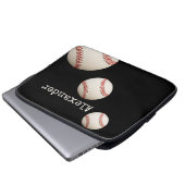 Mit Monogramm Name Baseball Black Sport Laptopschutzhülle (Vorne Knopf)