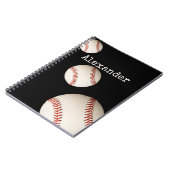 Mit Monogramm Name Baseball Black Sport Notizblock (Linke Seite)