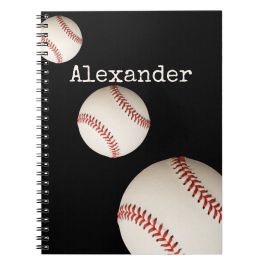 Mit Monogramm Name Baseball Black Sport Notizblock (Vorderseite)