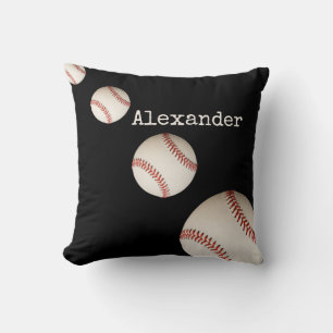 Mit Monogramm Name Baseball Black-Sport-Wurfkissen Kissen