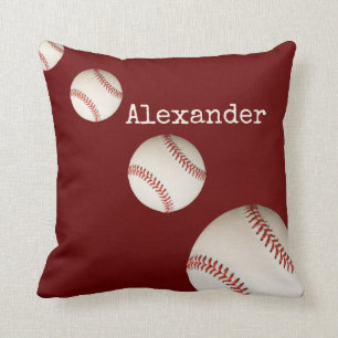 Mit Monogramm Name Baseball Sportmaroton rot Kissen
