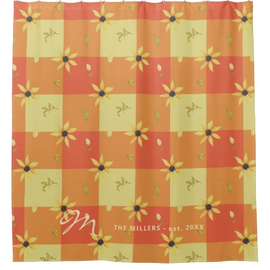 Mit Monogramm Name Blütenbarsch Duschvorhang (Vorderseite)