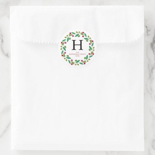 Mit Monogramm Name der Blumenfamilie Runder Aufkleber (Tasche)