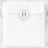 Mit Monogramm Name der Blumenfamilie Runder Aufkleber (Tasche)