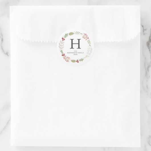 Mit Monogramm Name der Blumenfamilie Runder Aufkleber (Tasche)