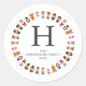 Mit Monogramm Name der Blumenfamilie Runder Aufkleber (Vorderseite)