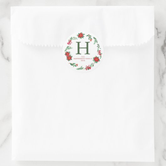 Mit Monogramm Name der Blumenfamilie Runder Aufkleber (Tasche)