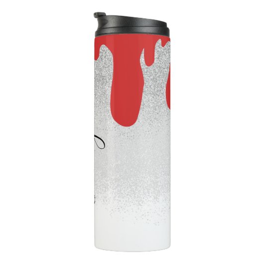 Mit Monogramm Name der blutigen Glitzern Thermosbecher (Nach rechts gedreht)
