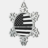 Mit Monogramm Name der dünnen grauen Linie Schneeflocken Zinn-Ornament (Rechts)