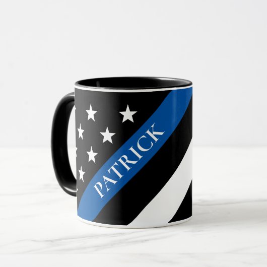 Mit Monogramm Name der Markierung "Police Thin Blu Tasse (Vorderseite Links)