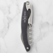 Mit Monogramm Name der rustikalen schwarzen Tafel Kellnermesser (Rückseite)