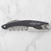Mit Monogramm Name der rustikalen schwarzen Tafel Kellnermesser (Rückseite)