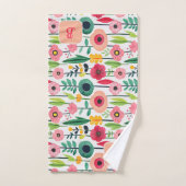 Mit Monogramm Name des Blumenmusters Badhandtuch Set (Handtuch)