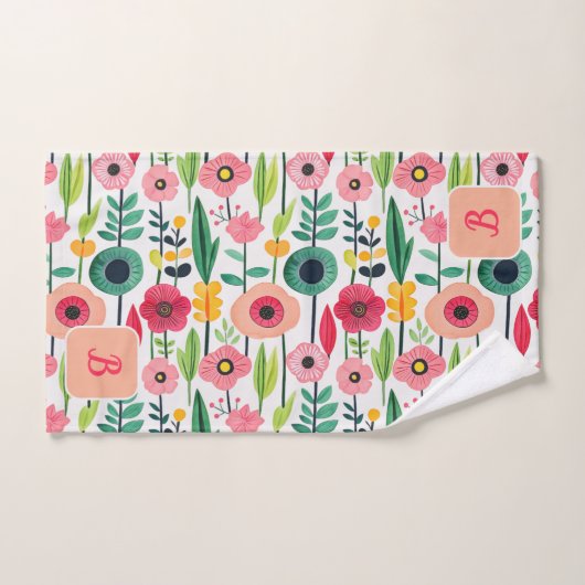 Mit Monogramm Name des Blumenmusters Badhandtuch Set (Handtuch)