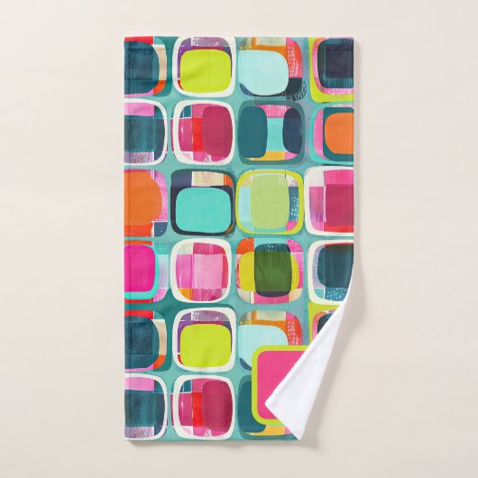 Mit Monogramm Name des farbigen geometrischen Must Badhandtuch Set (Handtuch)