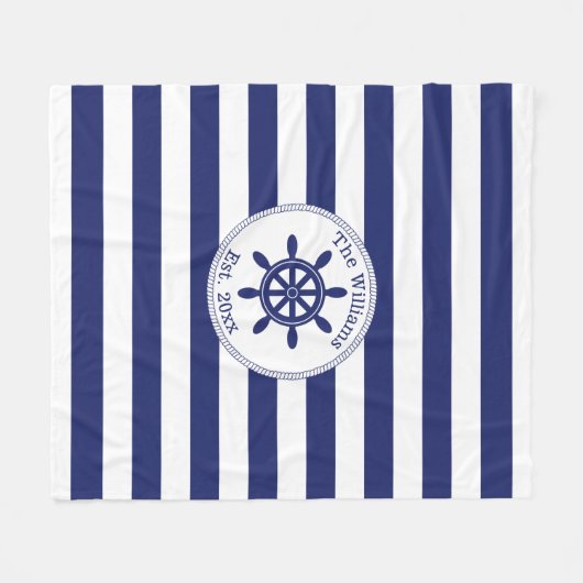 Mit Monogramm Name des Schiffskapitän Fleecedecke (Vorderseite (Horizontal))