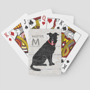 Mit Monogramm Name des Schwarzen Labradors Spielkarten